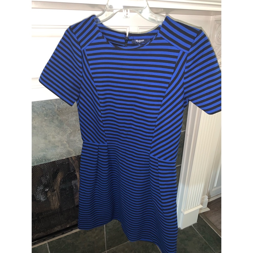 Madewell blue and black striped dress